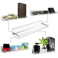 Toma 2pcs Transparent Floating Shelves Steady Acrylic Wall Rack With Rails For Kitchen Bedroom Bathroom