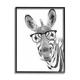 Stupell Industries Funny Zebra Wearing Glasses Black White Monochrome Design Graphic Art Black Framed Art Print Wall Art 16x20 by Annalisa Latella