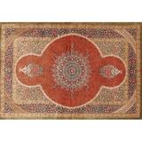 Ahgly Company Indoor Rectangle Traditional Sand Brown Medallion Area Rugs 5 x 7