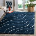 SAFAVIEH Florida Tabitha Geometric Waves Shag Area Rug Dark Blue/Cream 6 x 9