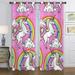 Goory 2 Pack Unicorn Kids Bedroom Blackout Window Curtain Grommmet Room Darkening Curtain Eyelet Ring Top Window Drape Curtain Panel #06 W:30 xL:65