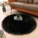 Ghouse Round Black Area Rug 4 feet Thick and Fluffy Faux Sheepskin Machine Washable Circle Plush Carpet Faux Sheepskin Rug for Living Room Bedroom Kids Room