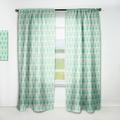 Designart Retro Butterflies On Green Mid-Century Modern Curtain Panel