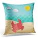 ECCOT Blue Day Crab on The Beach Sea Ocean Sky Sand Concept of Summer Time Design by Origami and Craft Style Pillowcase Pillow Cover Cushion Case 18x18 inch