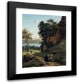 Jean-Baptiste-Camille Corot 20x24 Black Modern Framed Museum Art Print Titled - Italians D Albano (1834)
