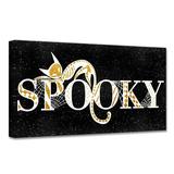 Black and Gold Spooky Glam Canvas Halloween Wall Art Decor 12 x 24