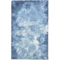 Hand Tufted Blue Wool Rug 5 X 8 Modern Shibori Tie Dye Room Size Carpet