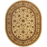 7.75 x 10 Ivory and Brown Traditional Oval Area Throw Rug