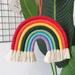 Rainbow Wall Hanging Hand-woven Rainbow Macrame Wall Hanging for Nursery and Home Decor 28x27cm