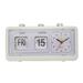 Alexsix Retro Calendar Flip Clock Bedside Square Clock With 3 Press Button Household(White)