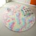 Soft Round Fluffy Area Rug 72.05x72.05 inches Circle Cozy Shaggy Carpet Rug for Bedroom Living Room Room Rainbow