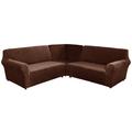 CJC 7 Seat Velvet Recliner Sofa Covers 3-Piece Corner Sofa Covers L-Shaped Sectional Couch Slipcovers Stretch Furniture Protector Brown