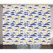 Blue and Yellow Curtains 2 Panels Set Clouds Pouring Water Sun Rays Thunderstrokes Window Drapes for Living Room Bedroom 108W X 108L Inches Pale Ceil Blue Violet Blue and Marigold by Ambesonne