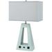 NEW Stylish Grey Painted Base Grey Fabric Shade Rotary Switch & 2 Outlets 26 Table Lamp 6205
