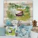 Designart Rural Green Landscape With Boat In Lake Lake House Print on Natural Pine Wood