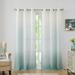 Uptown Home Ombre Teal White Rayon Blend Heavy Linen Texture Window Curtain Panel Gradient Cream White to Gray Drapes for Living Room/Bedroom 40 x95 x2