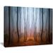 DESIGN ART Dense Foggy Autumn Forest - Landscape Photo Canvas Art Print - Blue 20 in. wide x 12 in. high - 1 Panel