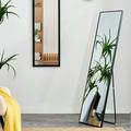 PAPROOS Full Length Mirror with Stand 58 x 15 Solid Wood Frame Full Body Mirror Wall Mounted Dressing Mirror Bathroom Makeup Mirror Large Decorative Mirror for Bedroom Clothing Store Black