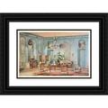 Georges RÃ©mon 24x17 Black Ornate Framed Double Matted Museum Art Print Titled: Large Louis XV Lounge Painted in Green Gray. (1907)