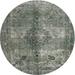 Ahgly Company Indoor Round Contemporary Gray Abstract Area Rugs 5 Round