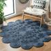 Natural Jute Round Blue Color Hand Braided Home Area Rug Living room Area rug Indoor Outdoor Carpet Door Mat-6X6 Square Feet (72X72 Inch)