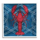 Stupell Industries Red Lobster Outline Rope Pattern Ocean Life Graphic Art White Framed Art Print Wall Art Design by Ziwei Li