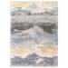 Chaudhary Living 4 x 5.5 Tan and Blue Abstract Rectangular Shag Area Throw Rug