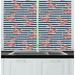 Ambesonne Floral Kitchen Curtains Anchor Striped Backdrop 55 x45 White Blue and Red