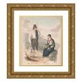 Alfred Diston 20x23 Gold Ornate Framed and Double Matted Museum Art Print Titled - Peasants of Chasna Tenerife (1825)