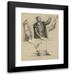 Edwin White 12x14 Black Modern Framed Museum Art Print Titled - Man Preaching Sketch for Signing of the Compact in the Cabin of The Mayflower