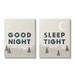 Stupell Industries Good Night Sleep Tight Phrase Nighttime Mountain Landscape Illustration Kids Painting Gallery-Wrapped Canvas Print Wall Art Set of 2 16 x 20 Design by Daphne Polselli