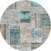 Ahgly Company Indoor Round Contemporary Sage Green Patchwork Area Rugs 5 Round