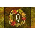 Toland Home Garden Fall Wreath Monogram Q Personalized Fall Door Mat 18x30 Inch Doormat
