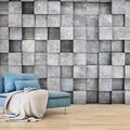 Tiptophomedecor Peel and Stick Wallpaper Wall Mural - Concrete 3D Blocks - Removable Wall Decals