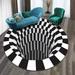 3D Round Carpet Bottomless Hole Optical Illusion Area Rug Checkered Vortex Carpet Door Matï¼Œfor Bedroom Living Room Floor Mat 23.6 Inch