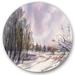 Designart Purple Snowy Tones With Winter Landscape Traditional Circle Metal Wall Art 36x36 - Disc of 36