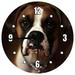 Wood Wall Clock 18 Inch Round Tan and White Boxer Dog Round Small Battery Operated Wall Art