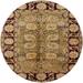 Ahgly Company Indoor Round Mid-Century Modern Brown Sand Brown Oriental Area Rugs 8 Round