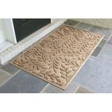 Matterly WaterHog Brittney Leaf 24 in. x 39 in. Half Round Indoor Outdoor Door Mat Synthetics in Black/Brown | 2'11 x 4' 11" | Wayfair 20273500035