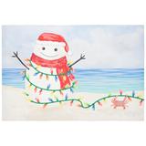 "Liora Manne Illusions Beach Snowman Indoor/Outdoor Mat Ocean 1'11"" x 4'11"" - Trans Ocean ILUR5337704"