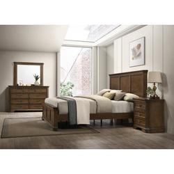 Charlton Home® Ailany Traditional Wood Panel Bed w/ Dresser, Mirror, Nightstand, Antique Walnut Finish Wood in Brown | Wayfair