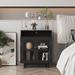 Winston Porter Nightstand w/ Storage Shelves & Cabinets, glass Door, usb Design, white Wood in Black | 26 H x 25 W x 16 D in | Wayfair