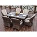 Winston Porter Isana Rectangular 6 - Person 62.99" Long Outdoor Dining Set w/ Cushions Wicker/Rattan in Brown | 62.99 W x 39.37 D in | Wayfair