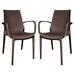Corrigan Studio® Kent Outdoor Dining Arm Chair, Set Of 2 Plastic/Acrylic in Brown | 35 H x 21 W x 22 D in | Wayfair