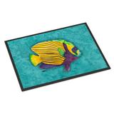 White 36 x 24 x 1 in Area Rug - Highland Dunes Rectangle Riko Machine Woven Polyester Indoor/Outdoor Area Rug in Teal Blue/Yellow Polyester | Wayfair