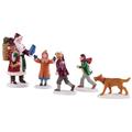 Lemax - Lot de 5 figurines le Papa Noël, les enfants et le chien Multicouleurs