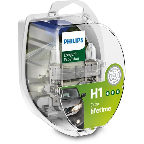 PHILIPS H1 LongLife EcoVision (2 Stk.) Glühlampe, Fernscheinwerfer,Glühlampe, Hauptscheinwerfer,Glühlampe, Nebelscheinwerfer,Glühlampe, Abbiegescheinw