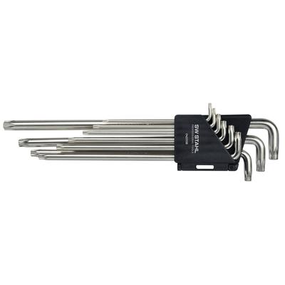 SWSTAHL Winkelschlüsselsatz, T-Profil, T10-T50, extra lang, 9-teilig Winkelschraubendrehersatz 04220SB Image