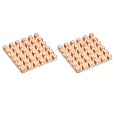 Heatsink Kit Pure Copper 25x25x3mm for IC MOS with Thermal Pads Pack of 2 - Gold Tone