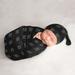 Black and White Boho Mudcloth Baby Cocoon and Beanie Hat Sleep Sack 2pc White Black Bohemian Woodland Southwest Gender Neutral